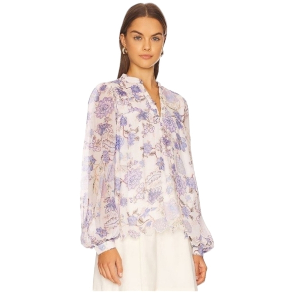 Hemant & Nandita Dija Boho Top Iris & White Blouse Size XS - Picture 2 of 12